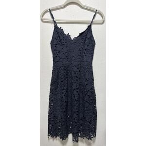 ASTR The Label Kenna Eyelet Lace Midi Dress in Navy Size Small